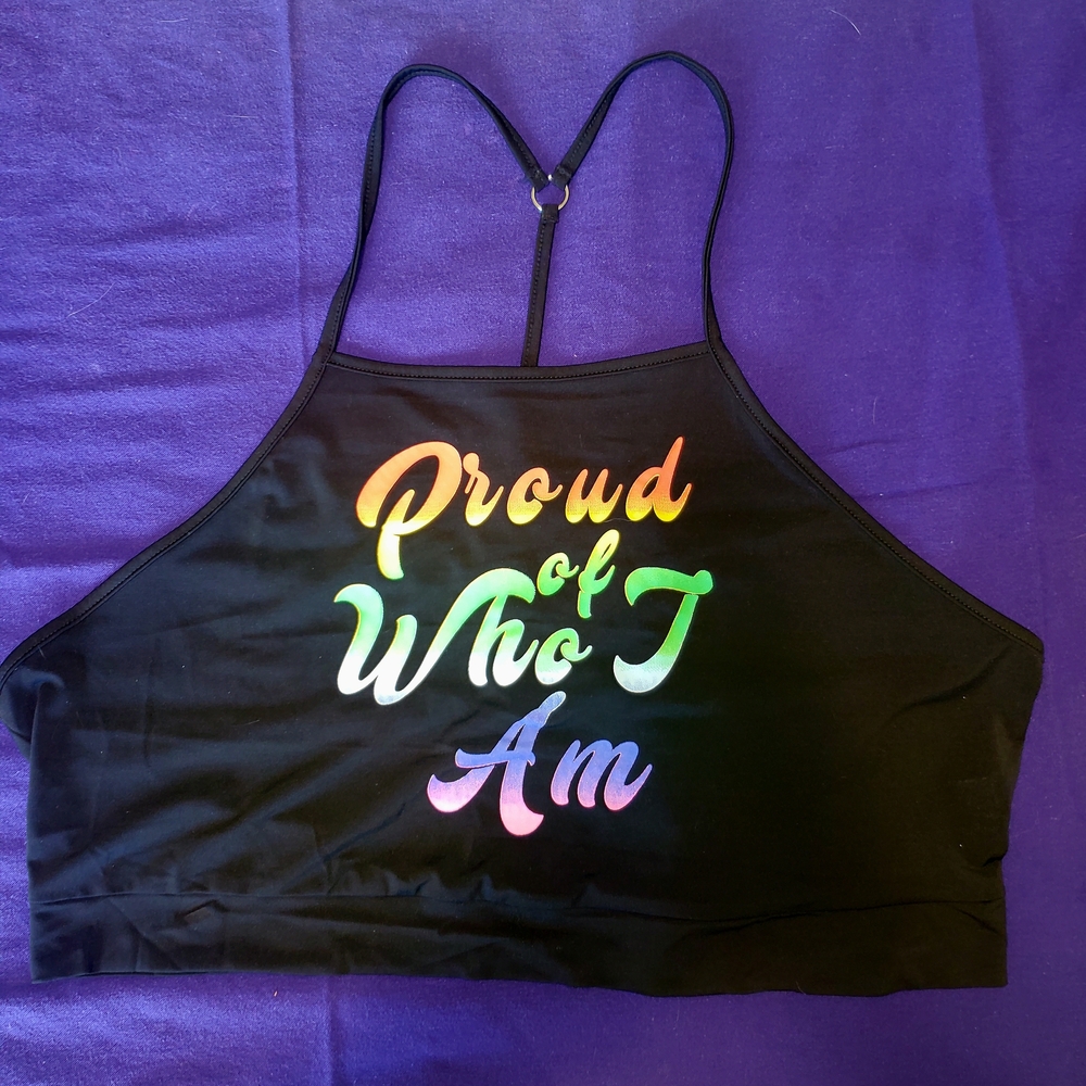 Black Crop Top with Colorful Text